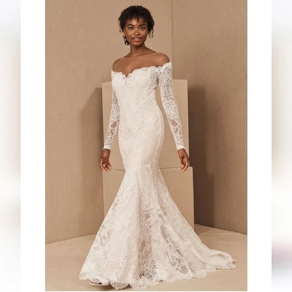 NWT Anthropologie BHLDN Watters Ula Blush lace sheet back wedding gown Sz 2 - Picture 2 of 16